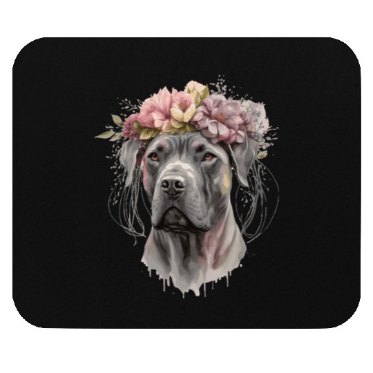 Cute Cane Corso Flower Crown Pet Dog Floral Puppy Mouse Pads