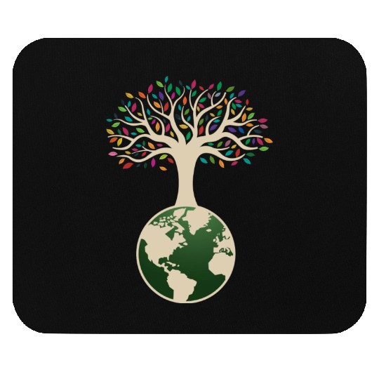 Earth Day Tree With Colorful Leaves Nature Mouse Pads