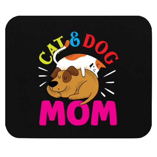 Cat And Dog Mom Girl Cats Dogs Lover Mouse Pads