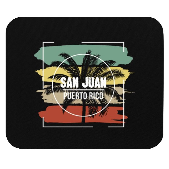 San Juan Puerto Rico Artistic Palm Tree Retro Mouse Pads