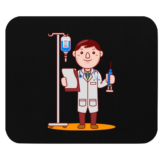 Cute Doctor Cartoon green Mouse Pads