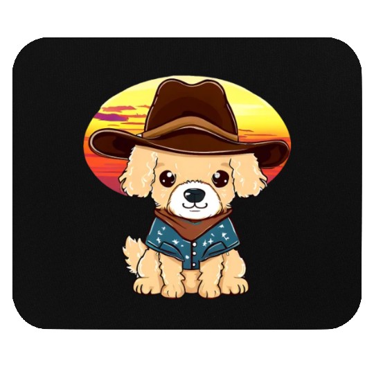 Cowboy dog at sunset Mouse Pads