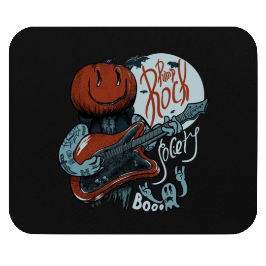 Pump Rock Society Halloween Pumpkin Playing Guitar Mouse Pads