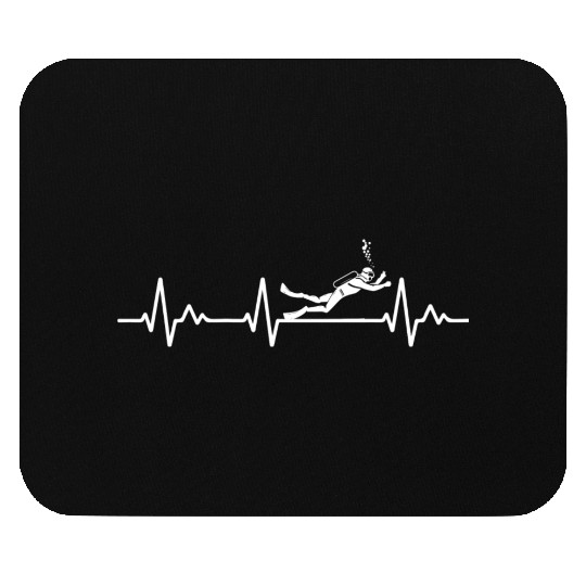 Scuba Diving Heartbeat Mouse Pads