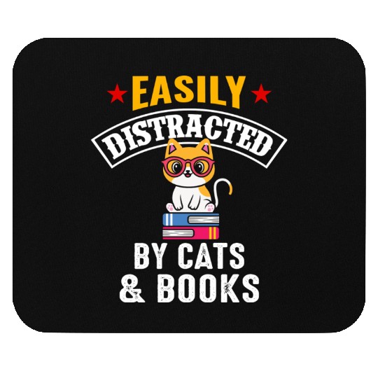 Cat And Book Mouse Pads