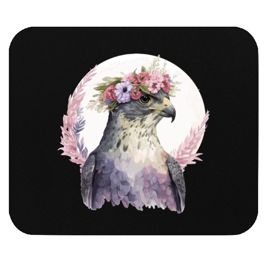 Falcon Birds Of Prey Flower Crown Floral Bird Watc Mouse Pads