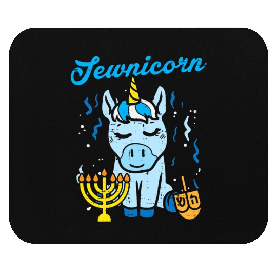 Jewnicorn Jew Unicorn Cute Hanukkah Pajamas Mouse Pads