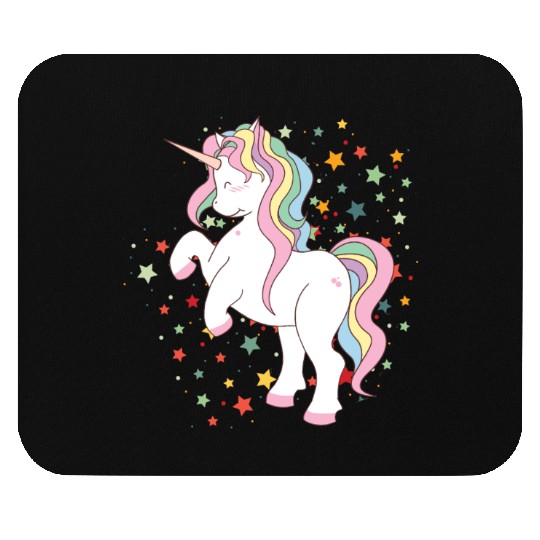 Cute Rearing Rainbow Unicorn Falling Stars Mouse Pads