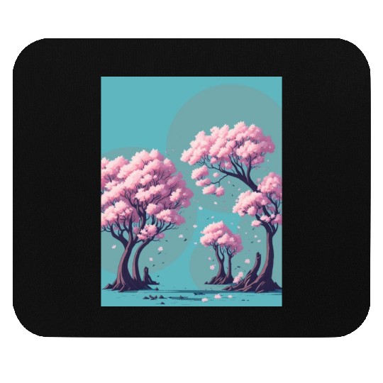 Cherry Blossom tress with falling flowers Mouse Pads