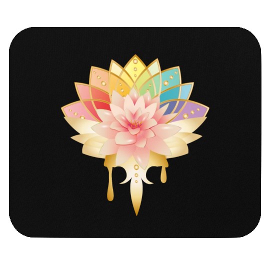 Lotus with golden flowers icon in pastel colors Mouse Pads