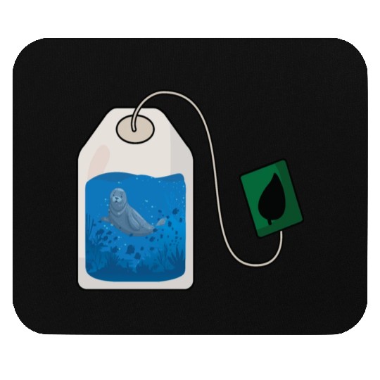Funny seal swimming in a tea bag Mouse Pads