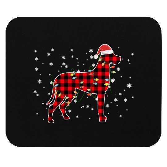 Great Dane Dog Santa Holiday Buffalo Plaid Mouse Pads