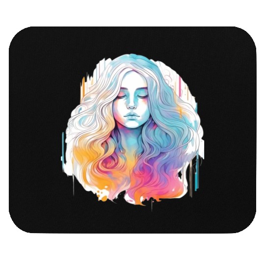 Glimmering Holographic Girl The Future is Now Mouse Pads