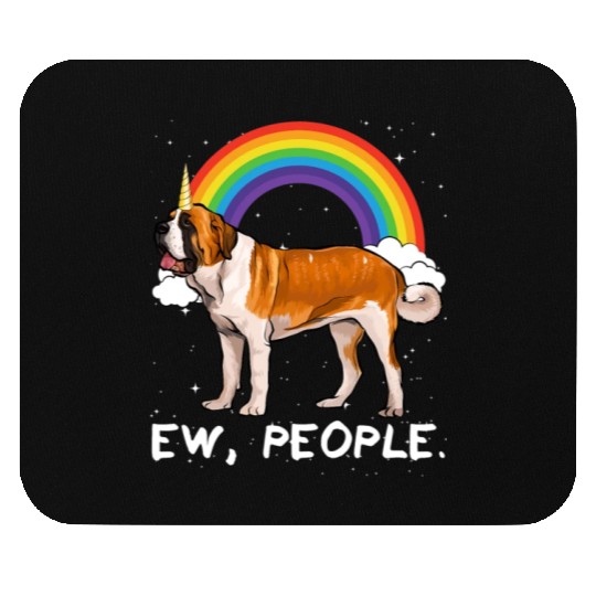Rainbow St Bernard Ew People Unicorn Dog Mouse Pads