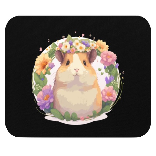 Cute Watercolor Hamster Flower Crown Floral Pet Ro Mouse Pads