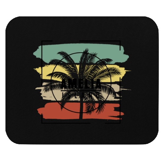 Amelia Island Florida Palm Tree Retro Artistic Mouse Pads