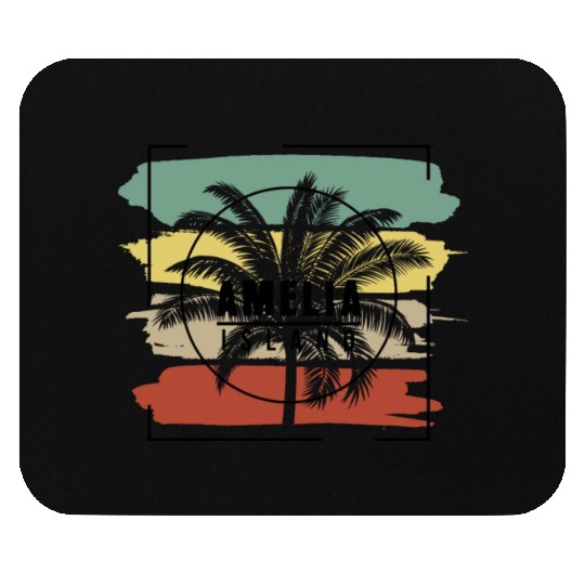 Amelia Island Florida Palm Tree Retro Artistic Mouse Pads