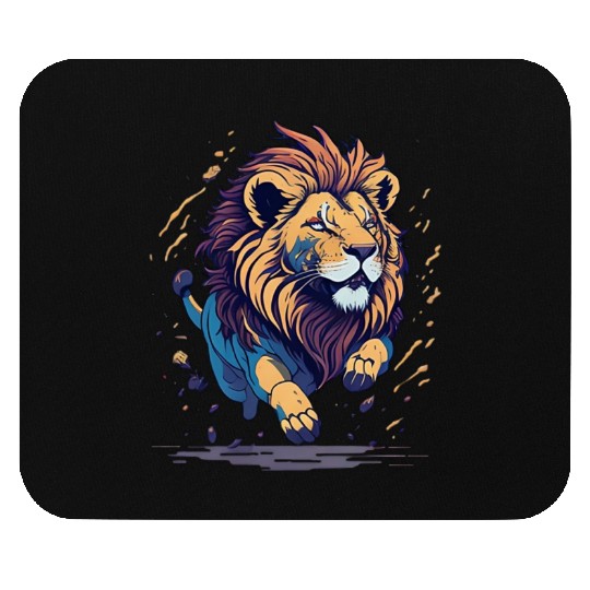 Running furious lion Mouse Pads