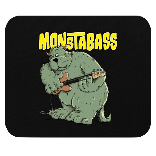 Monster Bass Guitar Player Mouse Pads
