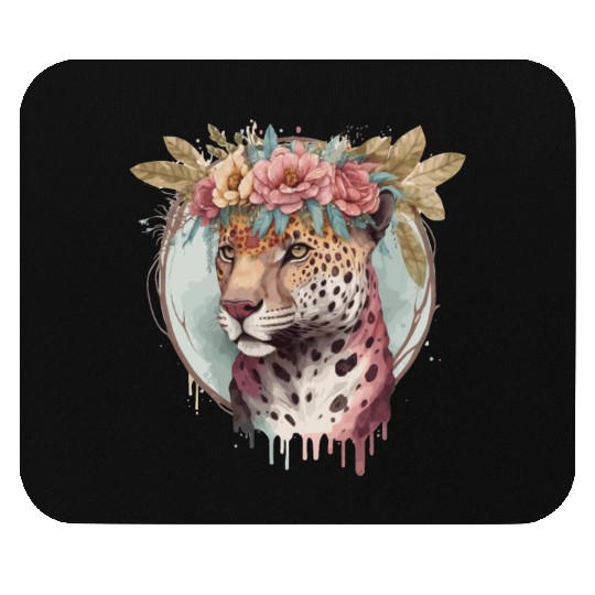 Flower Crown Jaguar Floral Animal Lovers Mouse Pads