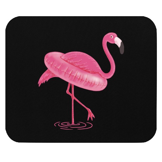 Flamingo Swimming Circle Mouse Pads