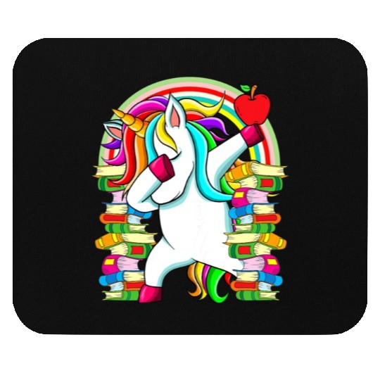 Womens Reading Teacher Dabbing Unicorn Elementary Mouse Pads