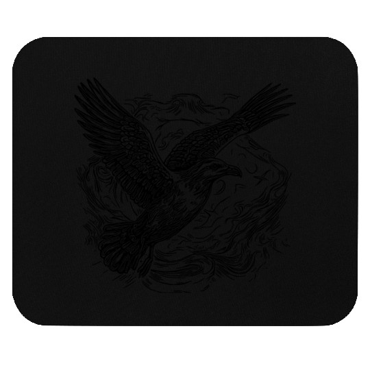 Flying Seagull Over The Water Cloud Mouse Pads