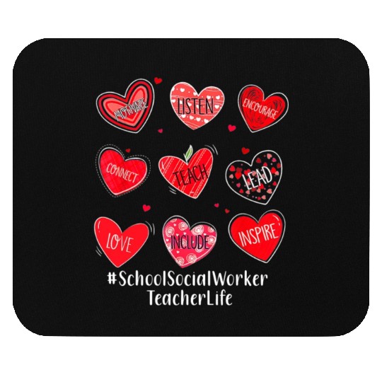 School Social Worker Teacher Hearts Valentine Vale Mouse Pads