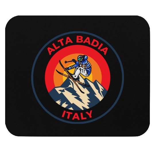 Vintage Cool Skiing in Alta Badia Italy Sunset Mouse Pads