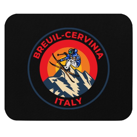 Vintage Cool Skiing Breuil Cervinia Italy Sunset Mouse Pads
