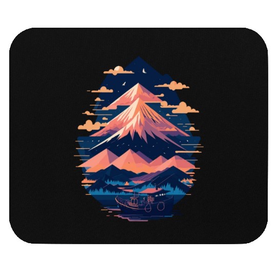 Serene Mount Fuji Sunset Peaceful River Scenery Mouse Pads