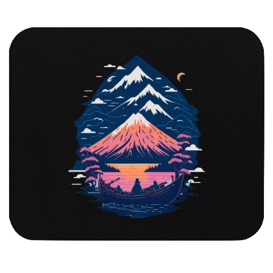 Serene Mount Fuji Sunset Peaceful River Scenery Mouse Pads