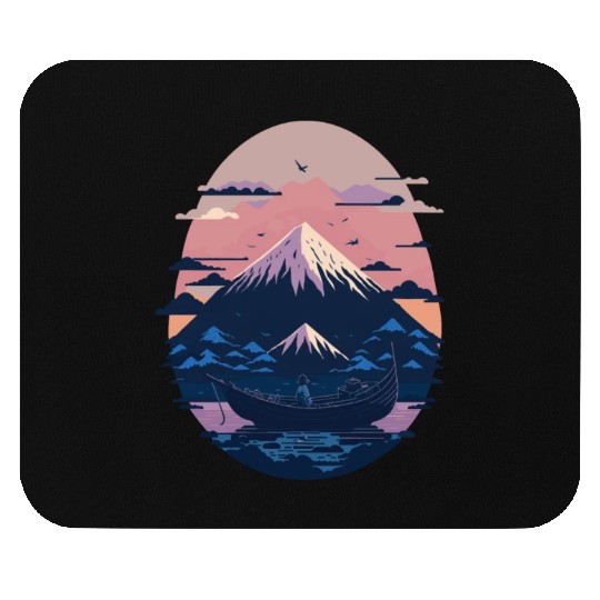 Serene Mount Fuji Sunset Peaceful River Scenery Mouse Pads