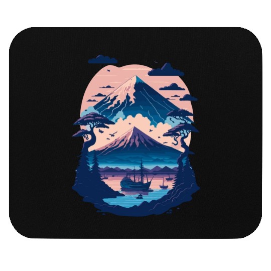 Serene Mount Fuji Sunset Peaceful River Scenery Mouse Pads