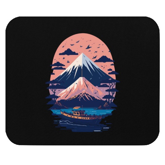 Serene Mount Fuji Sunset Peaceful River Scenery Mouse Pads