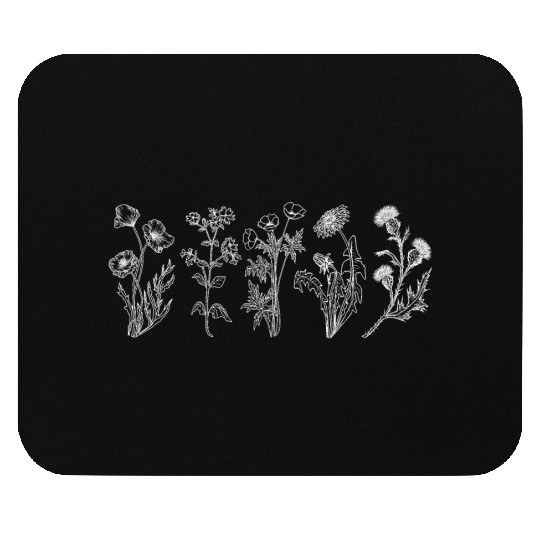 Wildflower Mouse Pads, Wild Flowers Mouse Pads, Line Art