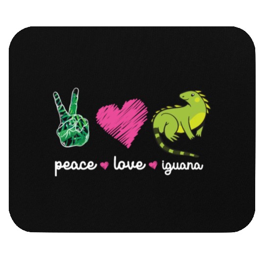 Peace Love Iguana Heart Mouse Pads