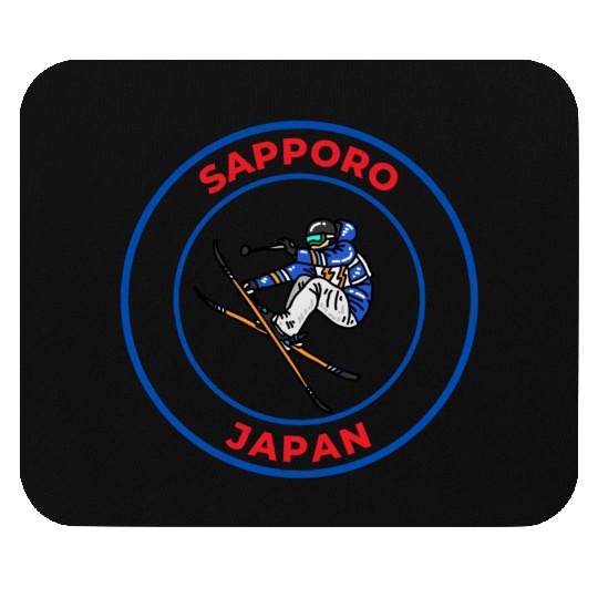 Retro Cool Skiing in Sapporo Japan Mouse Pads