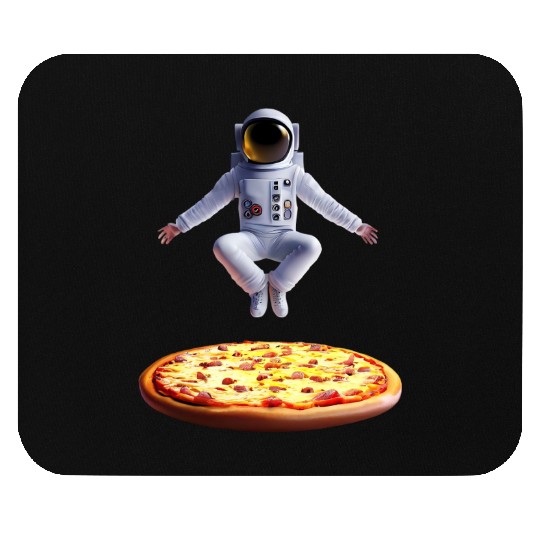 Hovering astronaut over pizza Mouse Pads