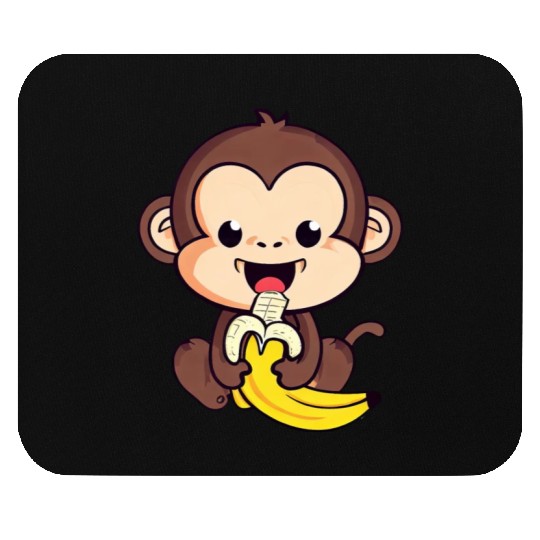 cute monkey eats a banana Mouse Pads