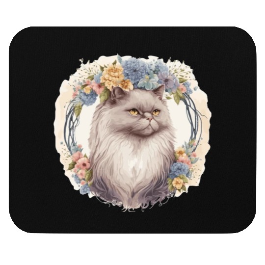 Cute Persian Cat Flower Crown Cats Pet Kitten Mouse Pads