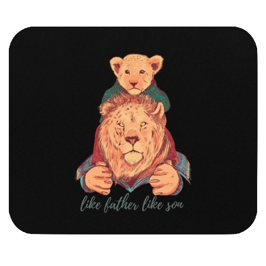 Roaring Bonds: Lion Father & Son Duo Mouse Pads