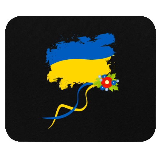 Ukraine Flag With Folk Flowers Ukrainian Pride Mouse Pads