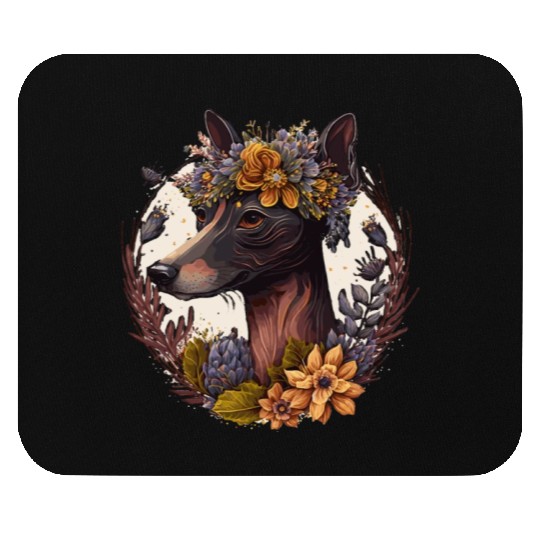 Cute Miniature Pinscher Flower Crown Pet Dog Breed Mouse Pads