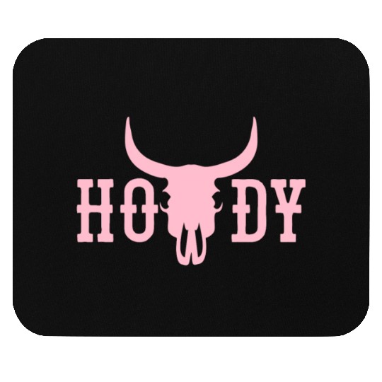 Howdy Cow Skull Western Cowboy Cowgirl Rodeo Howdy Mouse Pads