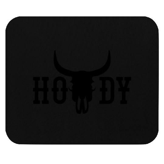 Howdy Cow Skull Western Cowboy Cowgirl Rodeo Howdy Mouse Pads