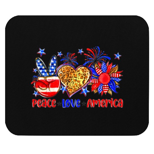 Peace Love America US Flag Fourth Wo 4th Of July P Mouse Pads