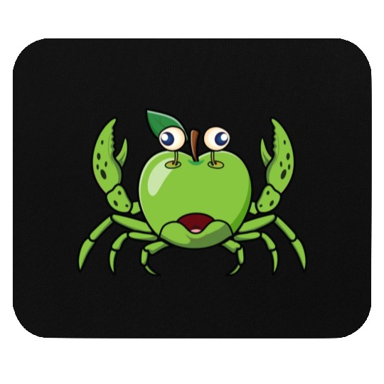 Green Apple On A Crabby Fish Creature Mouse Pads