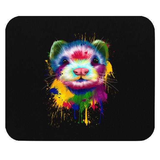 Ferret Artwork Face Hand Painting Splash Pet Polec Mouse Pads