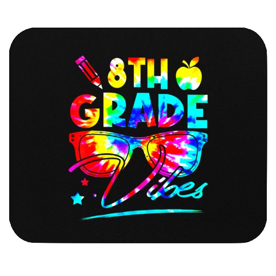 Rainbow Tie Dye Glasses 8th Grade Vibes Back To Sc Mouse Pads